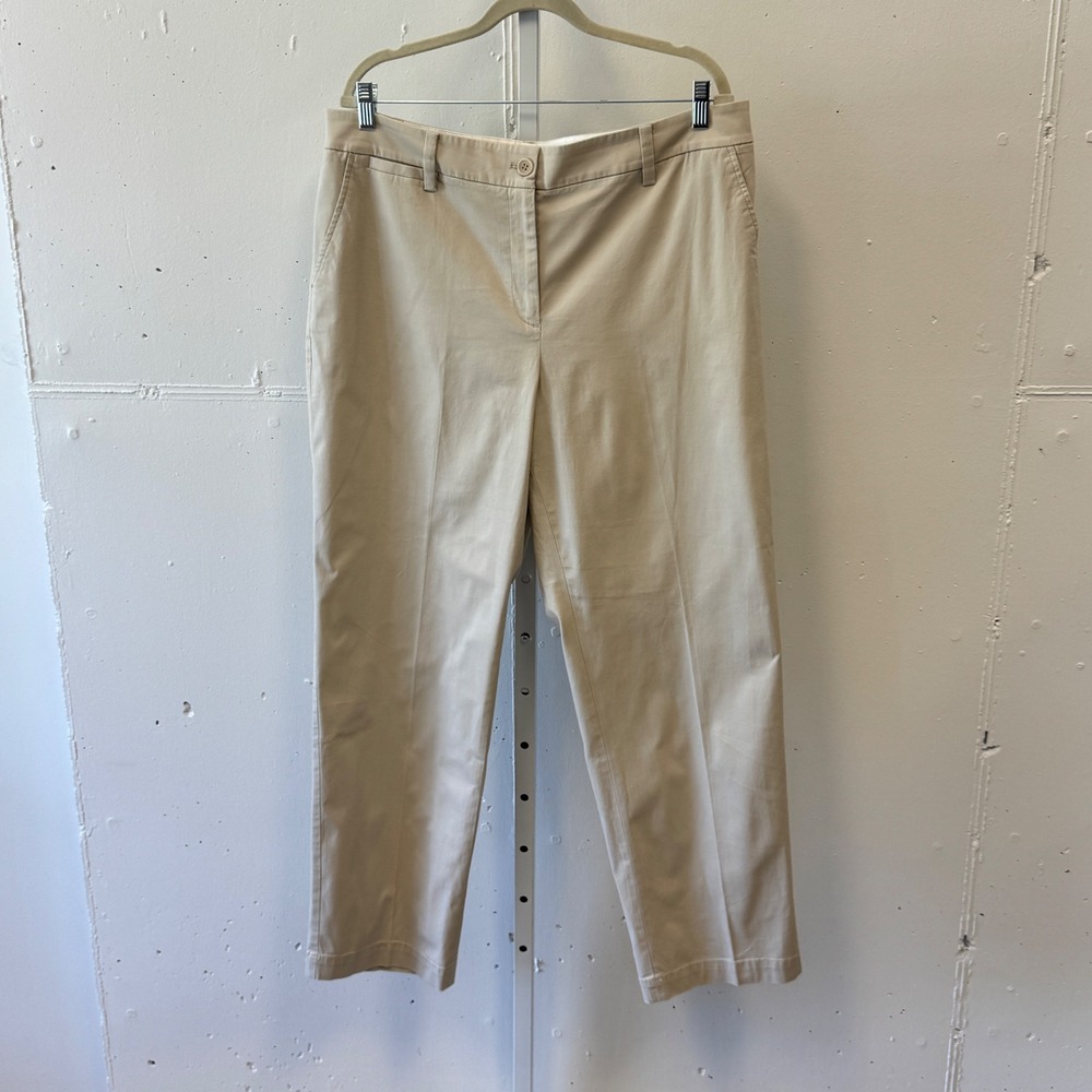 Talbots The Perfect Chino Curvy Pants Women's 16 Tan Beige Straight Leg Cotton